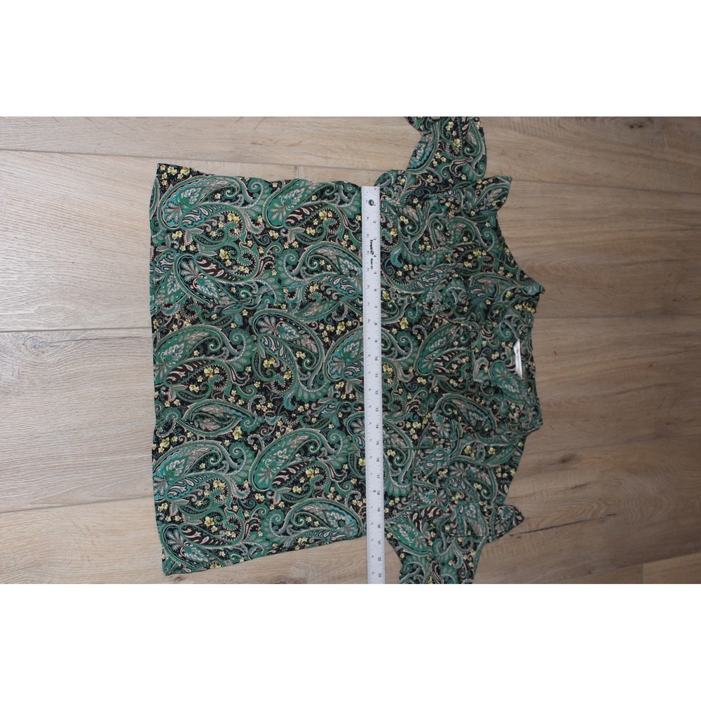 Counterparts Women's Green Paisley Ruffle Split Neck Blouse M NWT - Picture 7 of 9